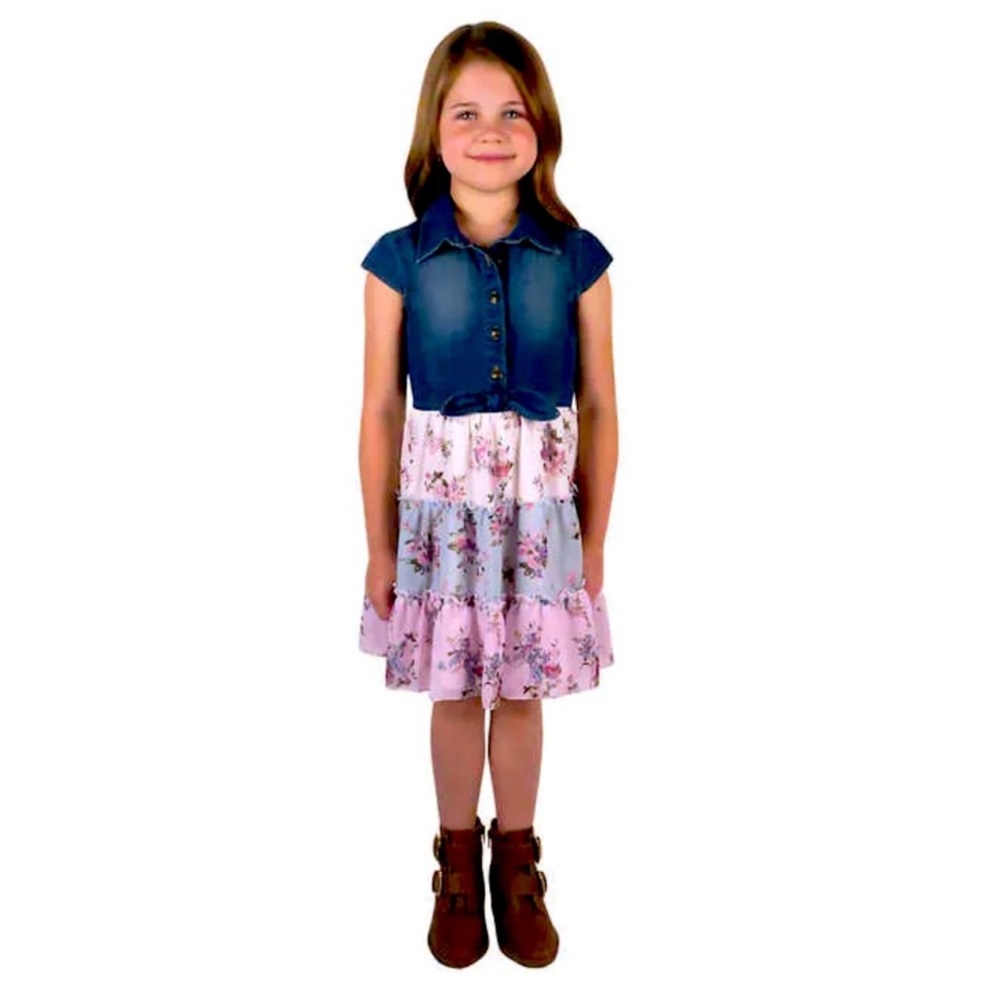 NWT Zunie Kids Youth Girls Dress PINK casual floral summer comfy school party